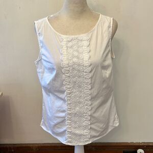 Talbots white crocheted sleeveless cotton blouse Size 12 EUC